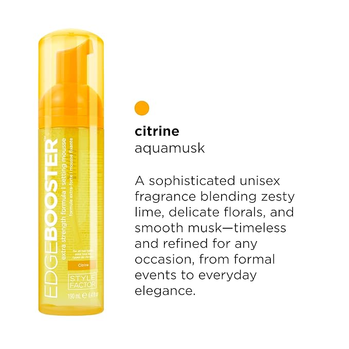 Style Factor EDGE BOOSTER Extra Strength Setting Mousse – Frizz Control, Extra Volume, and Conditioning – 2.5oz Citrine Mousse for Curly Hair