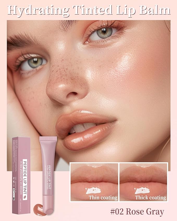 Tinted Lip Balm-1Pcs Rose Gray Peptide Hydrating Lip