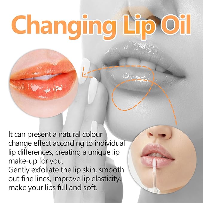 Bossup Color Changing Lip Oil V2,Magic Color Changing Lip Oil,Boss Up Color Changing Lip Gloss, Warm Change Moisturizing,Long Lasting Nourishing Lip Glow Oil Non-sticky Primer Lip Tint