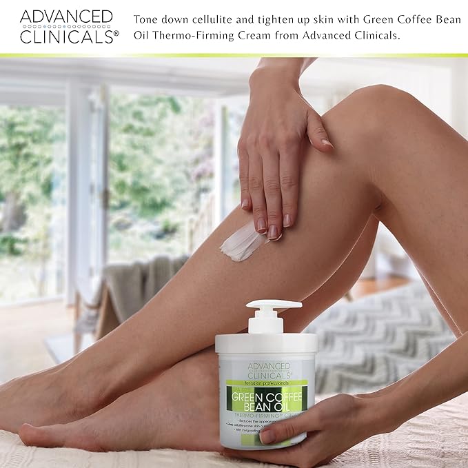 Advanced Clinicals Thermo Firming Green Coffee Bean Moisturizer Body Cream | Anti Cellulite Caffeine Firming Lotion For Legs, Arms, & Body | Skin Care Products | Aging Skin Tightening Cream, 2-Pack