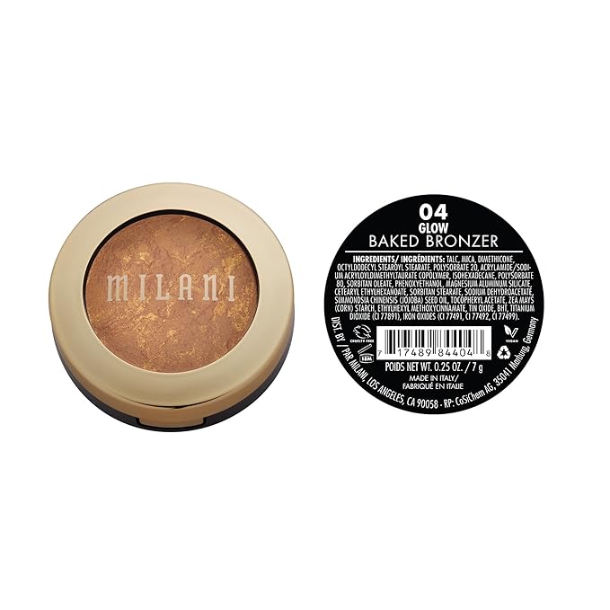 Milani Bronzer Powder - Baked Bronzer Made in Italy, Bronzing Shimmer Highlighter Makeup for Contour -Glow