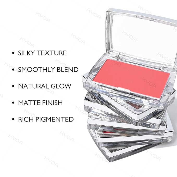 KYDA Powder Blush, Radiant Glow Face Blusher, Blendable Formula, Lasting Moisturizing, Ultra Fine Lightweight Texture, Cherry