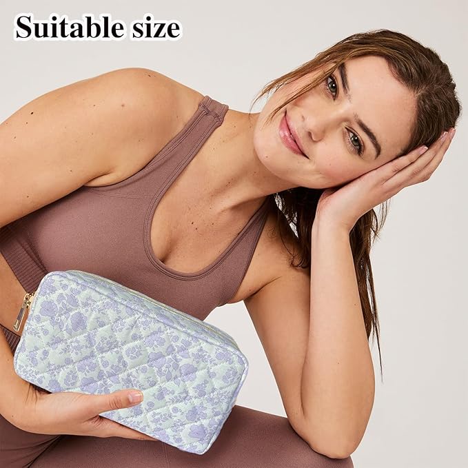 Quilted makeup bag floral makeup