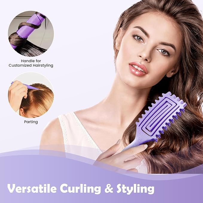 Curl Defining Brush, Curly Hair Brush Defining with Side Gear for Combing, Shaping, and Styling Curly Hair, Lightweight Candy Brush Suitable for All Wet or Dry Hair Types for Women and Men (Purple)