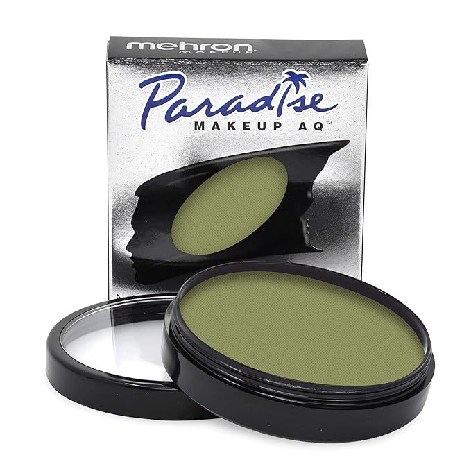 Mehron Makeup Paradise Makeup AQ Pro Size | Stage & Screen Performance, Face & Body Painting, Beauty, Cosplay, and Halloween | Water Activated Face Paint, Body Paint 1.4 oz (40 g) - Olive