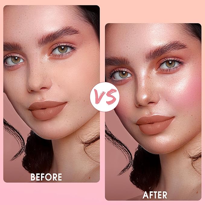 Embossed Smooth Powder Blush Palette for Cheeks,Matte Face Powder Blush Palette,Embossed Girl Blush for Cheeks,Natural Nude Long Lasting Powder Blush Palette for All Skins(Pink+Orange)