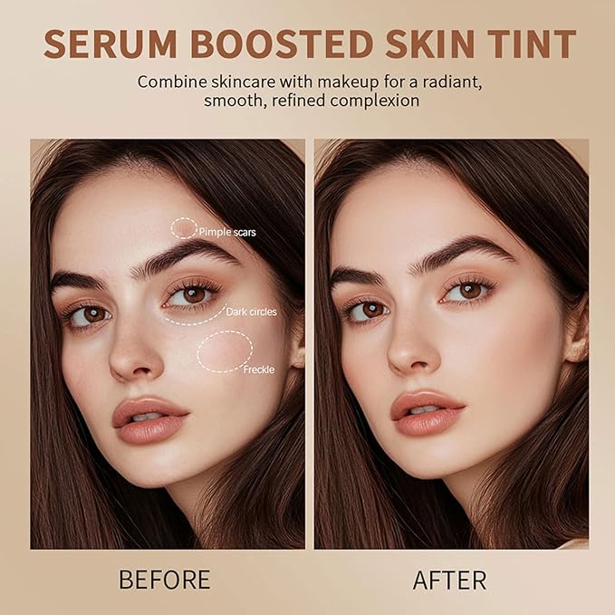 Multi-Use Foundation Stick Beauty Balm Serum Boosted Skin Tint, On-The-Go Tinted Solid Serum, Lightweight and Buildable Creamy Skin Tint Stick Makeup, Natural Finish(02#)