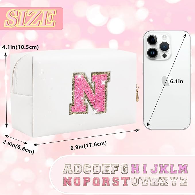 Personalized initial letter makeup bag,