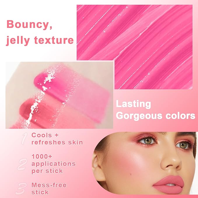 2PCS Cooling Water Jelly Lip Tint/Blush, Jelly Blush Cooling