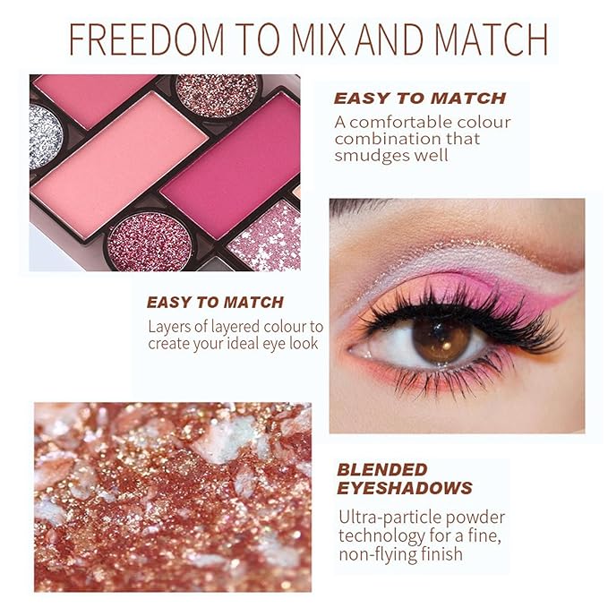 12 Colors Mini Glitter Eyeshadow Makeup Palette, Sexy