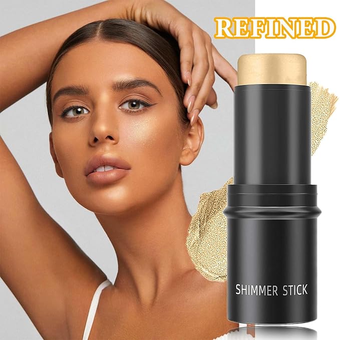 Cream Contour Sticks,Smooth Shimmer Highlighter Makeup Stick,Lightweight Multi for Women(#02)