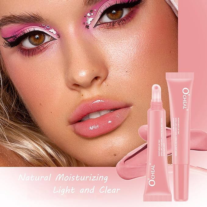 5 Pcs Hydrating Lip Gloss Lip Jam Set, High Shine Glass Finish Nude Colors Moisturizing Glitter Plumping Lip Gloss Shiny Jelly Liquid Lipstick for Girls and Women