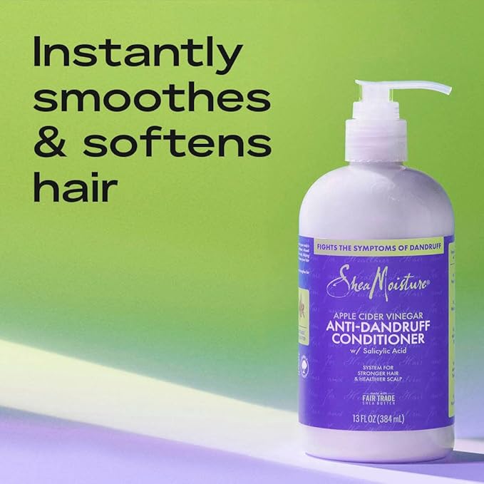 SheaMoisture Hair Care System Anti-Dandruff For Stronger Hair & Healthier Scalp Conditioner Formulated With Apple Cider Vinegar And Fair Trade Shea Butter 13oz