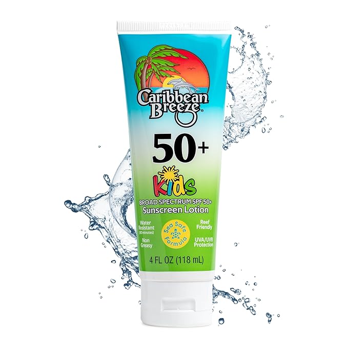 Reef Friendly Kids Sunscreen Lotion SPF 50, Mango Lime Scent Body Sunscreen Lotion, Rich in Anti Oxidants, Water Resistant Up to 80 Minutes, Broad Spectrum Body Lotion with Sunscreen, 4 oz (120 ml)