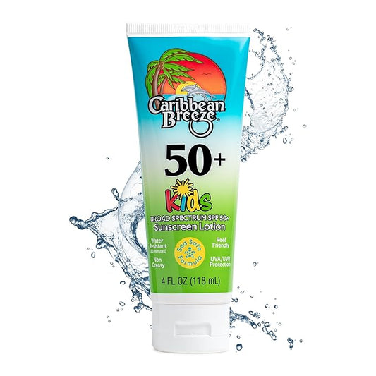 Reef Friendly Kids Sunscreen Lotion SPF 50, Mango Lime Scent Body Sunscreen Lotion, Rich in Anti Oxidants, Water Resistant Up to 80 Minutes, Broad Spectrum Body Lotion with Sunscreen, 4 oz (120 ml)