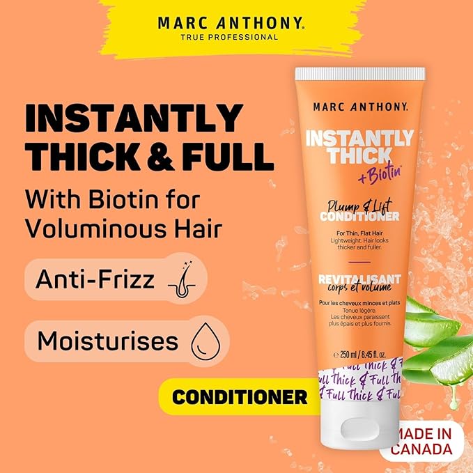 Marc Anthony Instantly Thick Biotin Conditioner, 8.45 oz - Volumizing & Moisturizing Hair Product for Thin, Flat or Dry Hair - Paraben-free, Sulfate-free, Phthalate-free (Pack of 2)