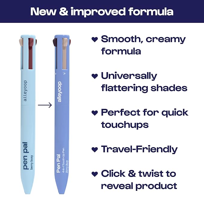 Alleyoop Pen Pal Touch-Up 4-in-1 Makeup Pen, Berry