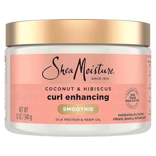SheaMoisture Smoothie Curl Enhancing Cream Coconut and Hibiscus for Thick, Curly Hair Sulfate Free and Paraben Free 12 oz