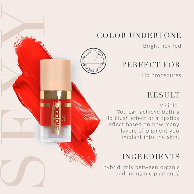 Biotek Lip Pigment for Permanent Makeup - Red Color for Lip - Made in Italy - Sexy 0,24 fl.oz.