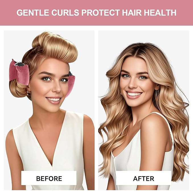 Heatless Curls Overnight Set - Jumbo Overnight Hair Curlers to Sleep In, Soft Velvet Hair Rollers for Women, No Damage Curls Styling Tools 3pcs