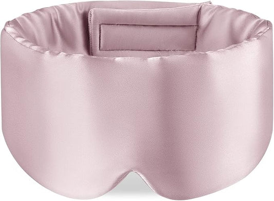 Zenssia 100% Mulberry Silk Sleep Mask Eye Mask for Man and Woman with Adjustable Headband, Full Size Large Sleep Mask & Blindfold for Total Blackout for All Night Sleep, Travel & Nap- Light Plum