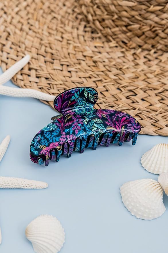 Lilly Pulitzer Colorful Claw Jaw Clip for Fine, Thick, Curly or Straight Hair - Medium Hair Clip for Women, Calypso Coast