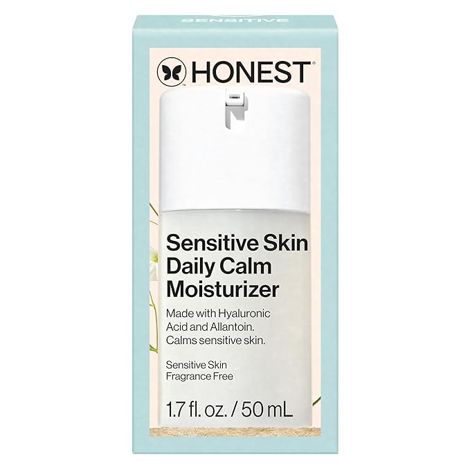 Honest Beauty Sensitive Skin Daily Calm Lightweight Moisturizer | Reduces Redness, Hydrates, + Calms Skin | Hypoallergenic, Fragrance Free, Vegan | 1.7 fl oz