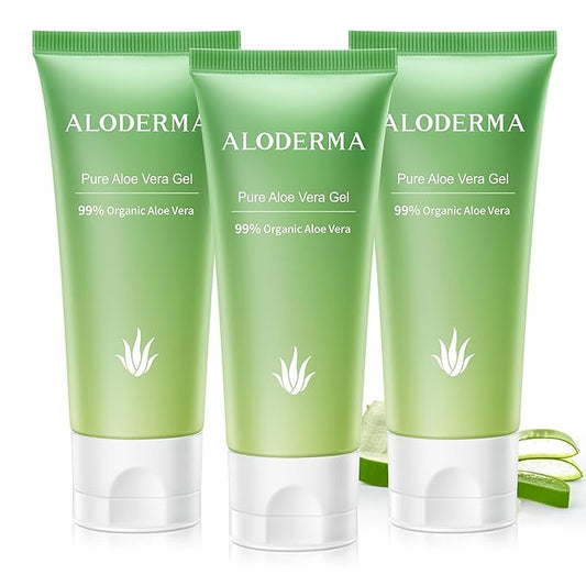 Aloderma 99% Organic Aloe Vera Gel for Face Made within 12 Hours of Harvest, Natural Hydrating Pure Aloe Vera Gel for Soothing Skincare, Moisturizing Aloe for Skin, Face, Sensitive Skin, 4oz - 3ct