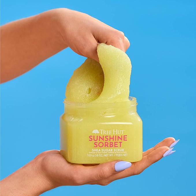 Tree Hut Sunshine Sorbet Shea Sugar Scrub | Exfoliating Body Scrub Removes Dead, Dry Skin for a Soft & Hydrated Feel | Nourishing Essential Body Care | 18 fl oz.