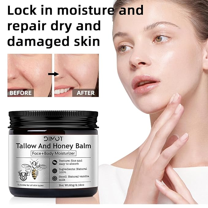 Tallow and Honey Balm for Skin Honey Butter Face & Body Cream For Skin Firming & Hydrating Balm Skin Care Tallow Face Moisturizer Cream (2)