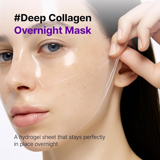 Super Glow Deep Collagen Hydrogel Mask 1.48 oz × 8 Sheets, 5,000,000ppb Hydrolyzed Collagen, Elasticity, Wrinkle Care & Radiance, Overnight K-Beauty Mask (8 Count (Pack of 1))