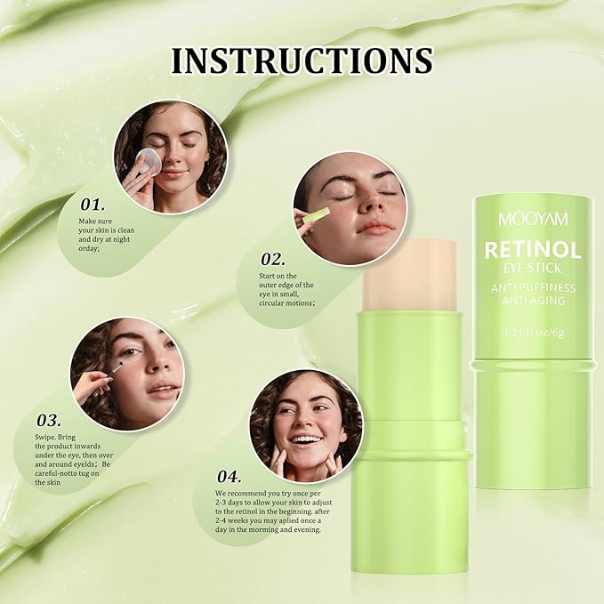 Retinol Eye Cream Brightening Eye Stick Anti-aging Eye Cream for Dark Circles and Puffiness Dark Circles Under Eye Treatment Under Eye Cream Puffy Eyes Treatment Firm Eye Bags Treatment for Men Women
