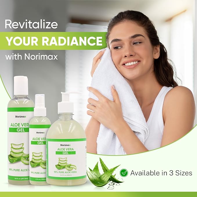 Natural Aloe Vera Gel for Hair, Scalp, Face, Dry Skin, Sunburn, & Sensitive Skin - Cold Pressed, Vegan, Unscented - Soothing Aloe Face Moisturizer (10 oz.)