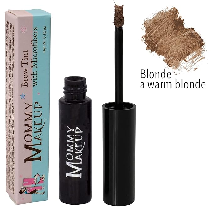 Brow Tint with Microfibers - 4-in-1 Tinted Eyebrow Gel to Groom, Hold, Sculpt & Color Your Brows, Covers Gray Hair - Water Resistant, Clump-Free, Long Lasting (Blonde) by Mommy Makeup