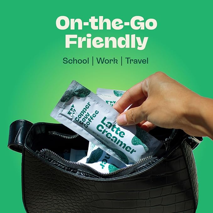 Copper Cow Coffee Sweetened Condensed Milk Coffee Creamer Singles (8 pack) | Vietnamese Inspired Coffee Creamer, All Natural Creamer Packets for Pour Overs & Lattes | No Refrigeration Needed