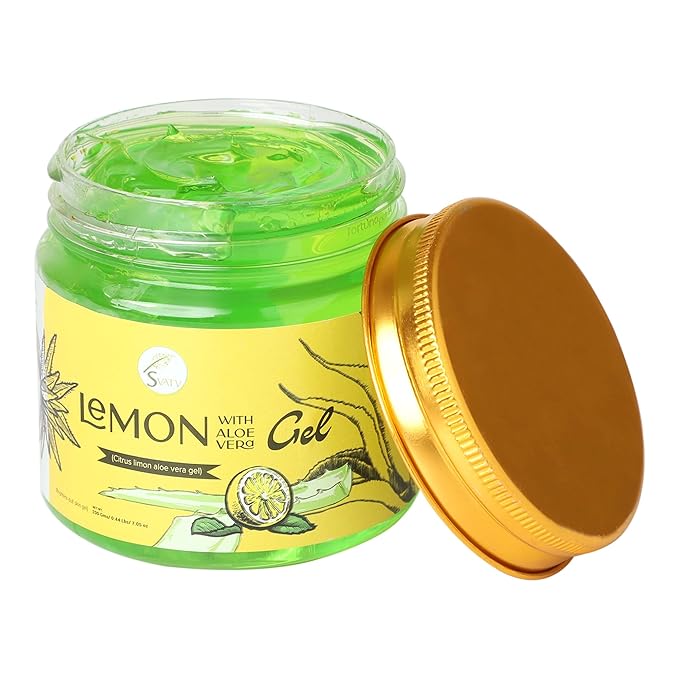 SVATV Natural Aloe Vera Gel With Lemon Fragrance for Face, Skin, Hair & Sunburn Relief, Unscented Gel | Suitable for All Skin Types - (200g, 7.05 oz, 0.44lbs)