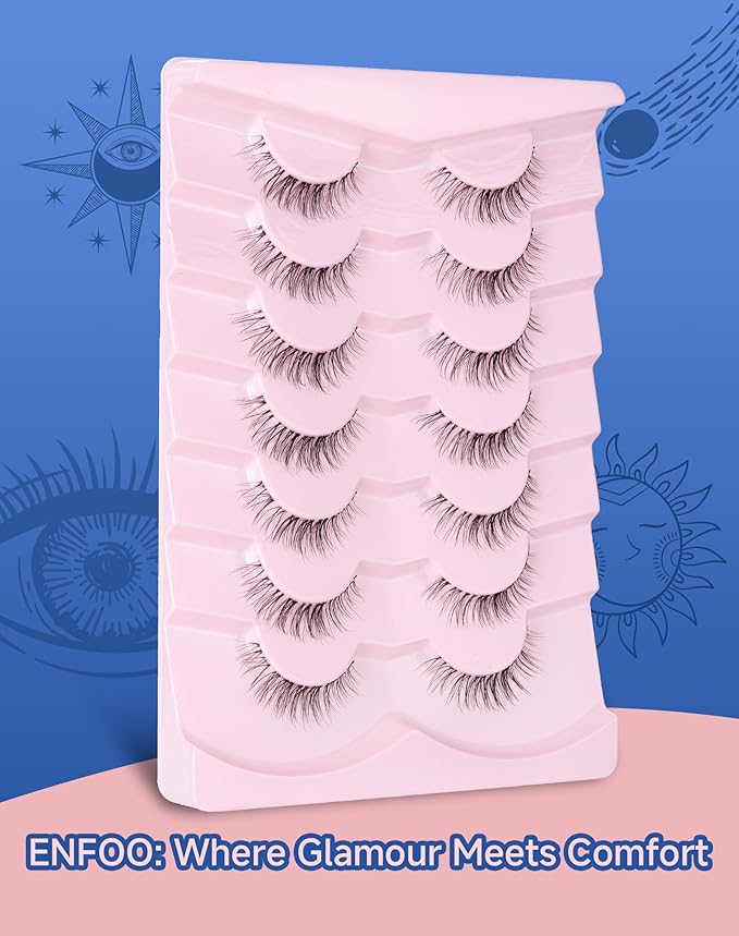 Lashes Natural CLear Band Wispy False Eyelashes Natural Look Flared Strip Eyelash False Eye Lash Soft 7 Pairs Everyday SF-04