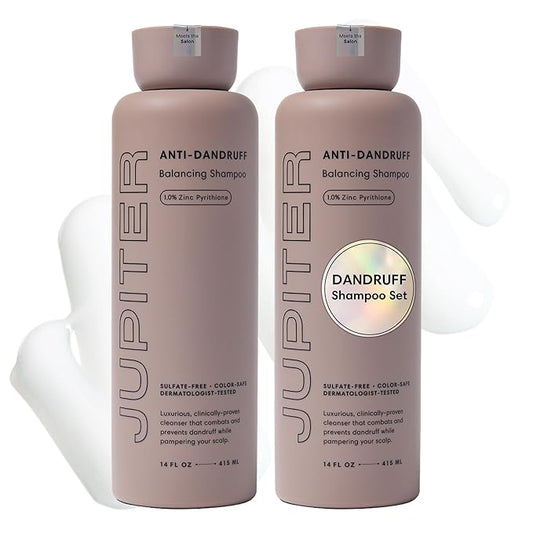 Jupiter Balancing Anti Dandruff Shampoo Duo, for Women & Men, Physician-Formulated for Flaky, Itchy, Oily, Dry Scalp, & Paraben-Free, Anti-Dandruff Shampoo with Zinc, 2 pack, 14 fl oz ea