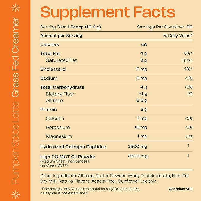 LevelUp Creamer, with Energizing MCT Oil and Collagen Peptides, Keto Coffee Creamer, Supports Natural Energy & Ketone Production - Pumpkin Spice Latte