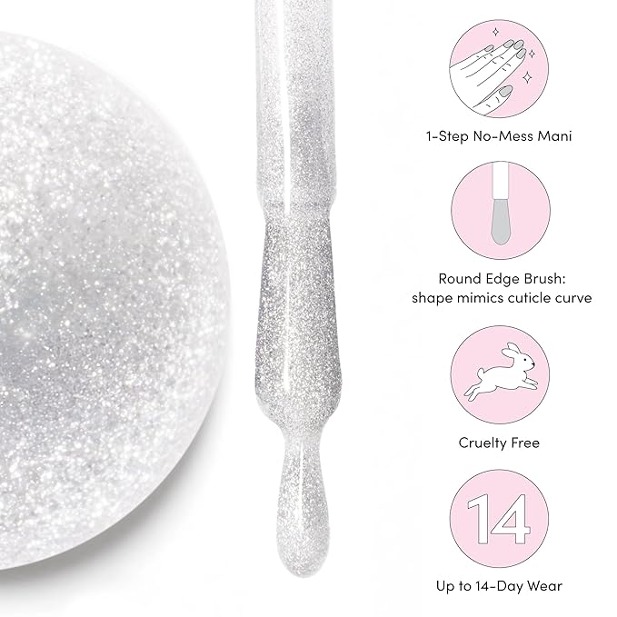 Dashing Diva One Gel Color & Magnetic Topper Duo - Birdie & Silver Glitter Topper - 3-in-1 Base Coat, Nail Color & Top Coat - Gel Nail Polish Set