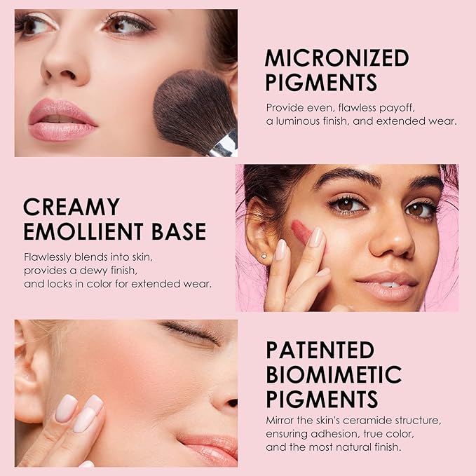 8 Colors Blush Palette, 4 Dry Powders + 4 4 Blush Creams, Contour and Highlight Blush Palette for Cheek and Eye Makeup Long-Lasting Pigment Lightweight Professional Blush Palette(1, pink, Large)