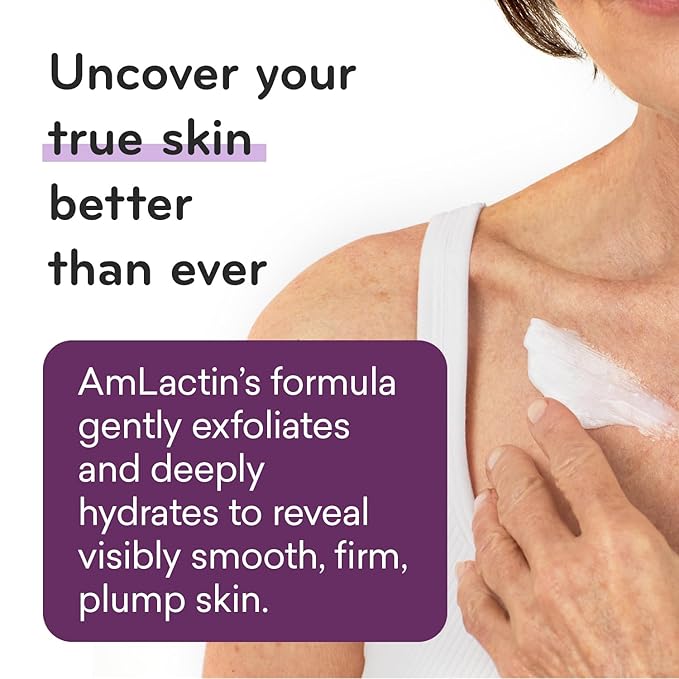 AmLactin Crepe Firming Cream - 12 oz Body Cream with 15% Lactic Acid - Exfoliator and Moisturizer for Crepey, Dry Skin (Packaging May Vary)