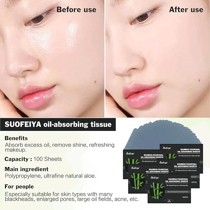 Natural Bamboo Charcoal Oil Absorbing Tissues - 4pk/400