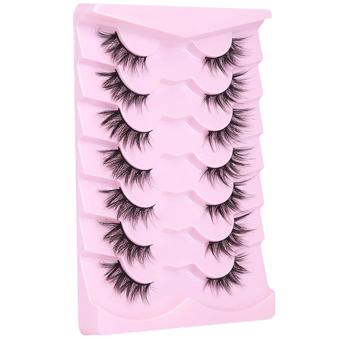 Half Lashes Fox Eye Faux Mink Lashes Wispy Eyelashes Cat Eye 20mm Fake Lashes Spiky Strip Eyelashes Pack 7 Pairs
