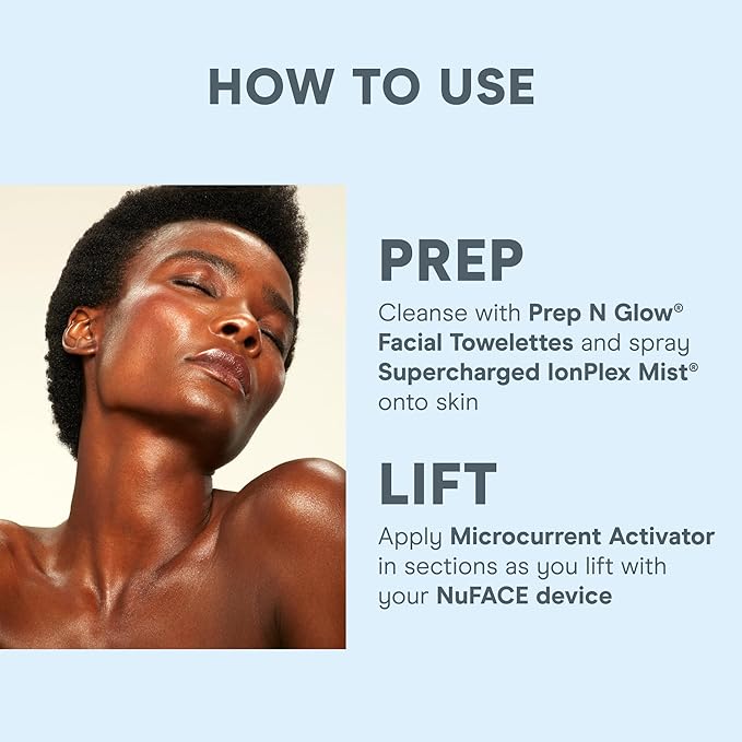 NuFACE Prep-N-Glow Facial Towelettes - 2-in-1 Exfoliating + Cleansing Makeup Remover Wipes, Hyaluronic Acid Travel Face Wipes to Hydrate & Brighten for Glowing Skin - 5 Individually Wrapped Cloths