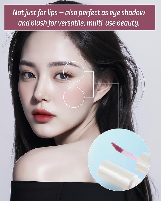 HEVVYMAKEUP Blurring Effect Lip Tint - Airy Velvet Matte Lips - Vegan, Longwear, Vibrant, Buildable Creamy Soft Texture - Korean Lip Makeup, Dear Sorbet, 0.13 fl.oz.