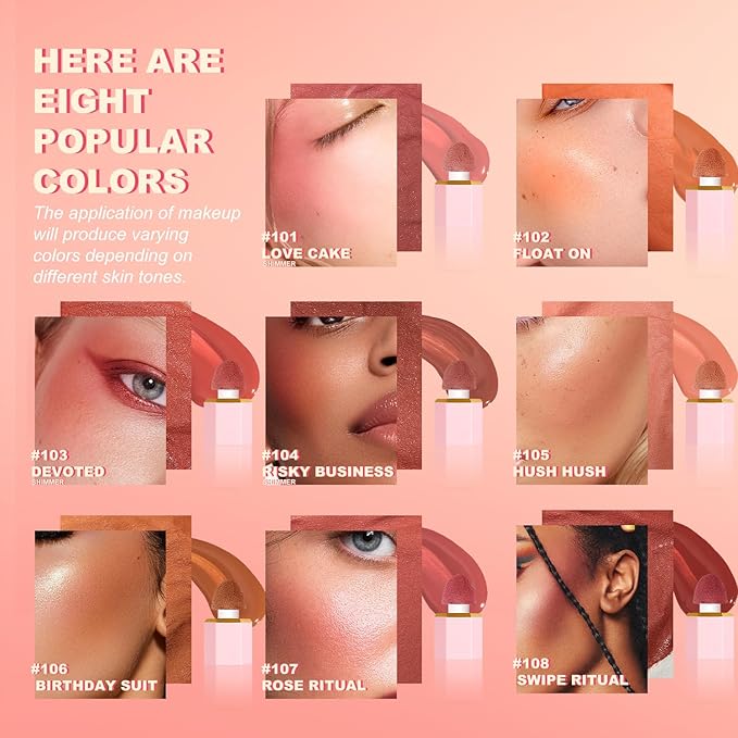 YOUNG VISION Liquid Cheek Blush -Soft Cream Rouge/Blusher Makeup, Buildable Gel-Cream Formula, Long-Wearing, Dewy Finish