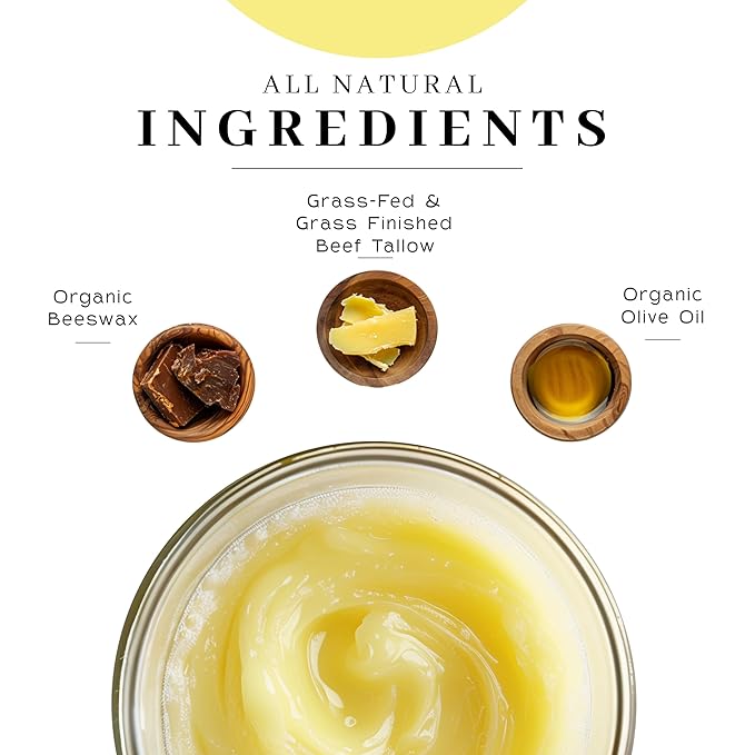 Vanman's Tallow and Honey Balm With No Added Scent (3 Pack) - Beef Tallow Face Moisturizer with Grass-Fed/Finished Beef Tallow for Skin, Organic Raw Honey and Beeswax, Cold Pressed Olive Oil - 2.5 oz