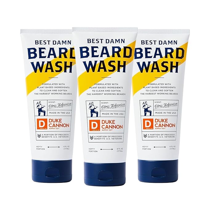 Duke Cannon Supply Co. Beard Wash Citrus Hefeweizen, 6 Fl Oz - Made with Plant-Based Ingredients to Strengthen, Rejuvenate, Soften and Condition