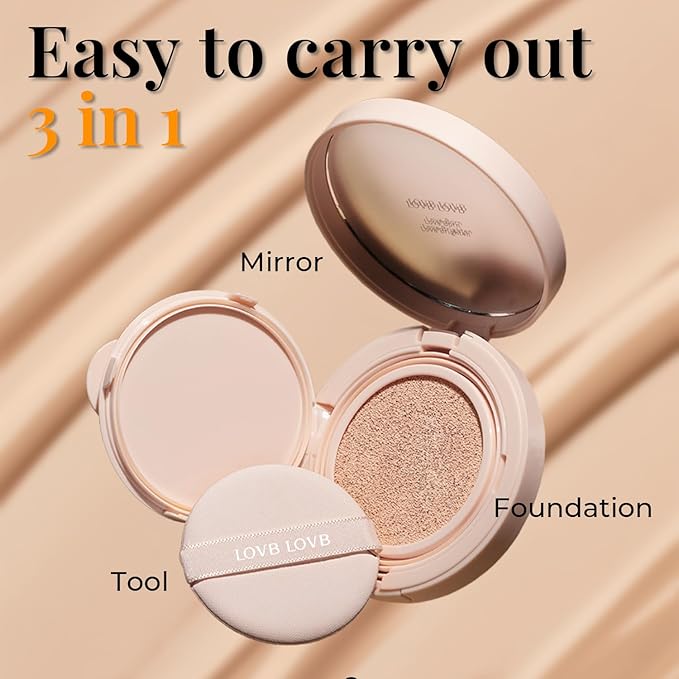 Natural Cover Glow Cushion Foundation | Korean Foundation Makeup | Long-Lasting Buildable Coverage | Lightweight and Moisturizing | Flawless Finish 0.42oz (23N Natural Beige)